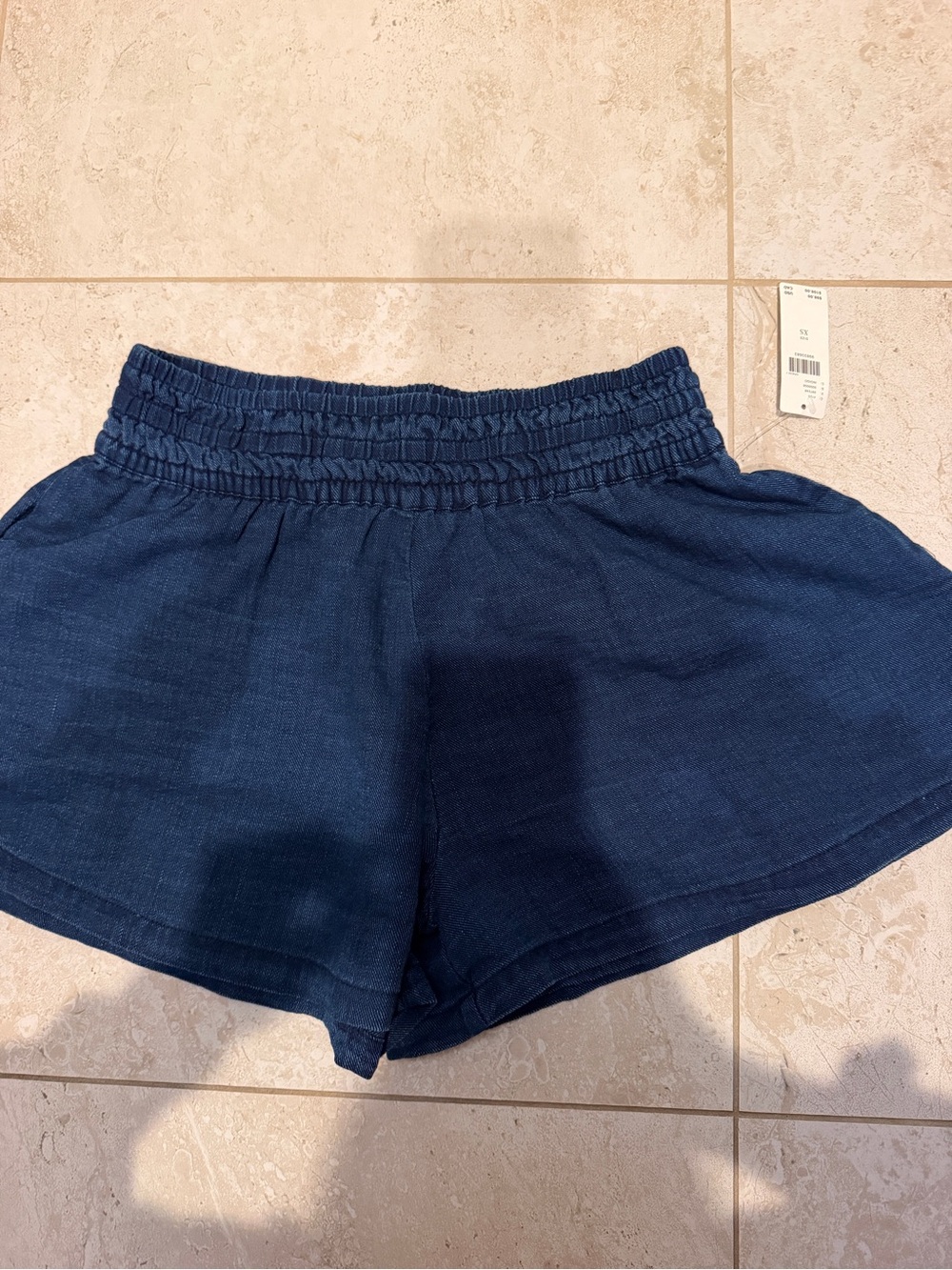 Anthropologie dark chambray pull on shorts
